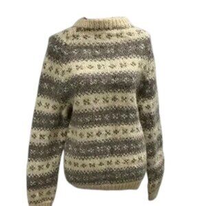 Vintage Fair Isle Knit Sweater | Neutral Wool Blend | Size M (Estimated)